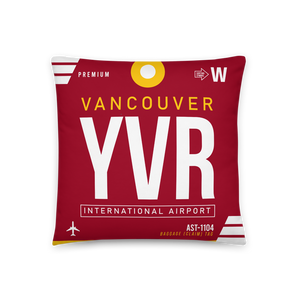 YVR - Vancouver Airport Code Throw Pillow 46cm x 46cm - Customizable