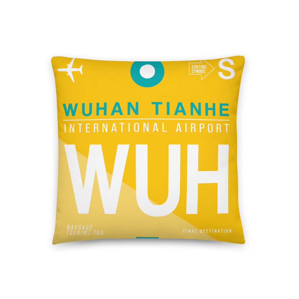 WUH - Wuhan Airport - Tianhe Code Throw Pillow 46cm x 46cm - Customizable