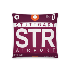 STR - Flughafen Stuttgart Code Dekokissen 46 cm x 46 cm - personalisierbar