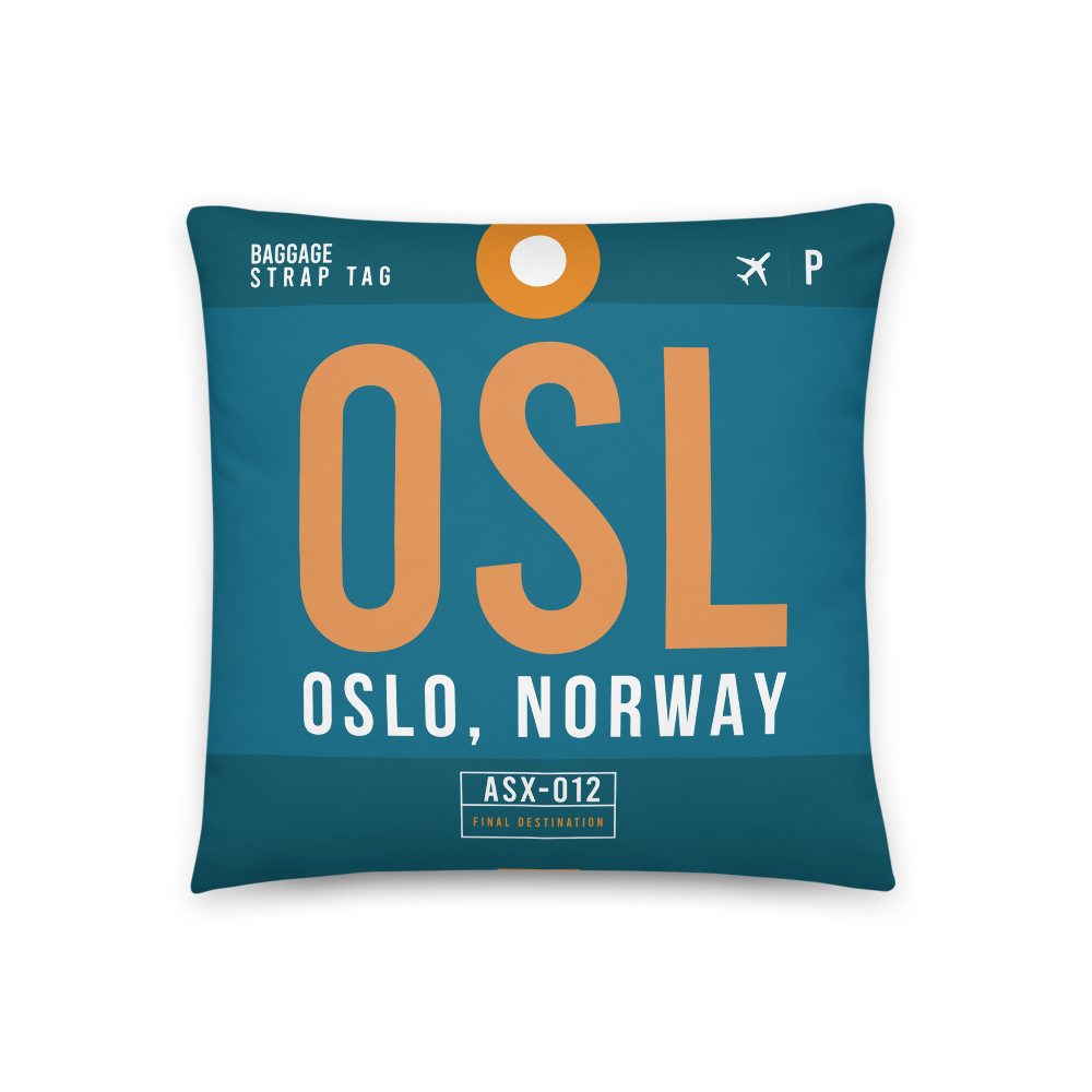 OSL - Flughafen Oslo Code Dekokissen 46 cm x 46 cm - personalisierbar