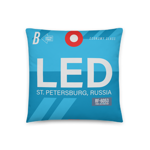 LED - Flughafen St. Petersburg Code Dekokissen 46 cm x 46 cm - personalisierbar