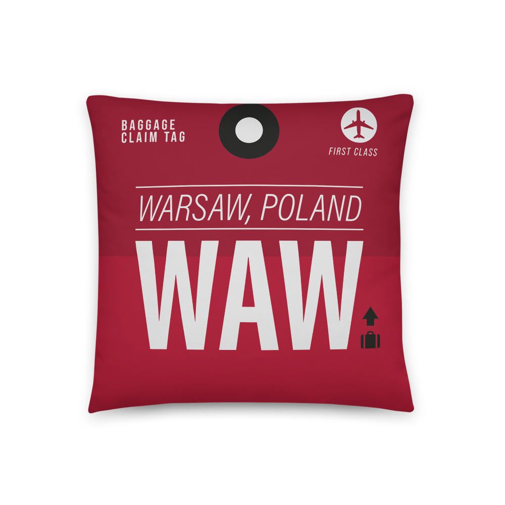 WAW - Flughafen Warsaw Code Dekokissen 46 cm x 46 cm - personalisierbar