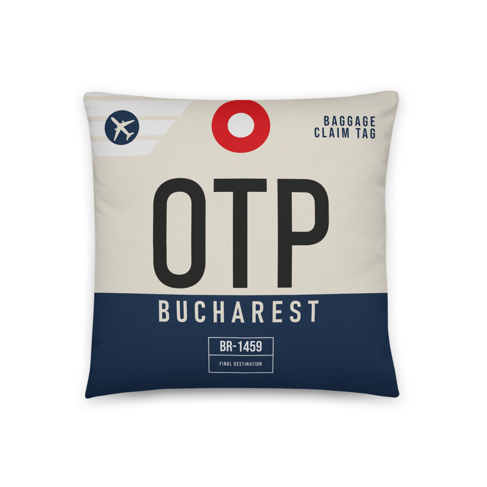 OTP - Flughafen Bucharest Code Dekokissen 46 cm x 46 cm - personalisierbar