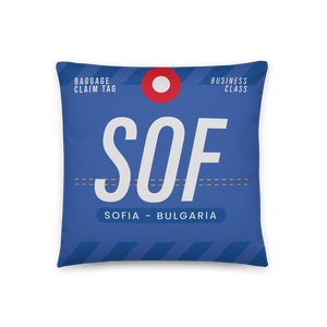 SOF - Flughafen Sofia Code Dekokissen 46 cm x 46 cm - personalisierbar