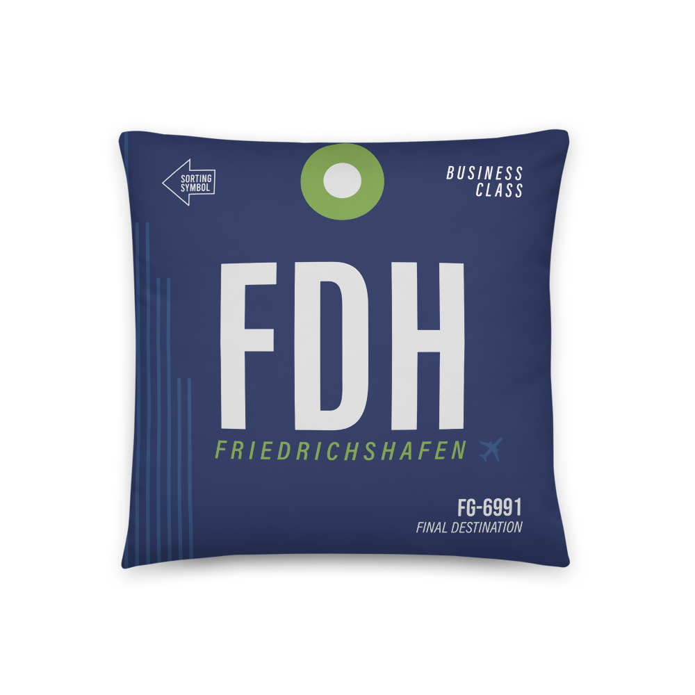 FDH - Flughafen Friedrichshafen Code Dekokissen 46 cm x 46 cm - personalisierbar