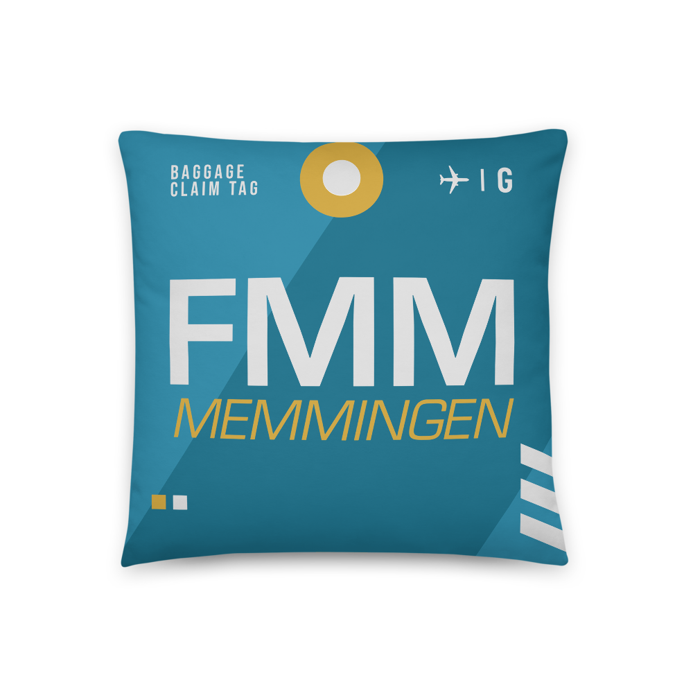 FMM - Airport Memmingen Code Throw Pillow 46 cm x 46 cm - personalisable