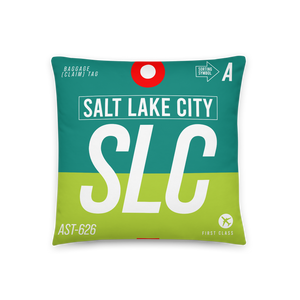 SLC - Flughafen Salt Lake City Code Dekokissen 46 cm x 46 cm - personalisierbar