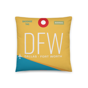 DFW - Flughafen Dallas - Fort Worth Code Dekokissen 46 cm x 46 cm - personalisierbar