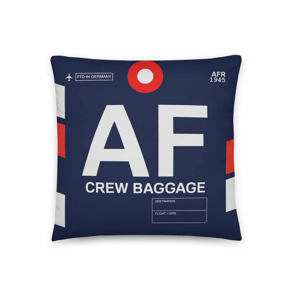 AF - Airline Crew Tag Throw Pillow 46cm x 46cm - Customizable