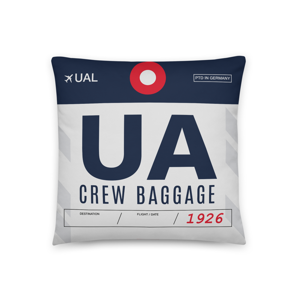 UA - Airline Crew Tag Throw Pillow 46cm x 46cm - Customizable
