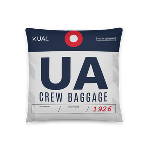 UA - Airline Crew Tag Throw Pillow 46cm x 46cm - Customizable