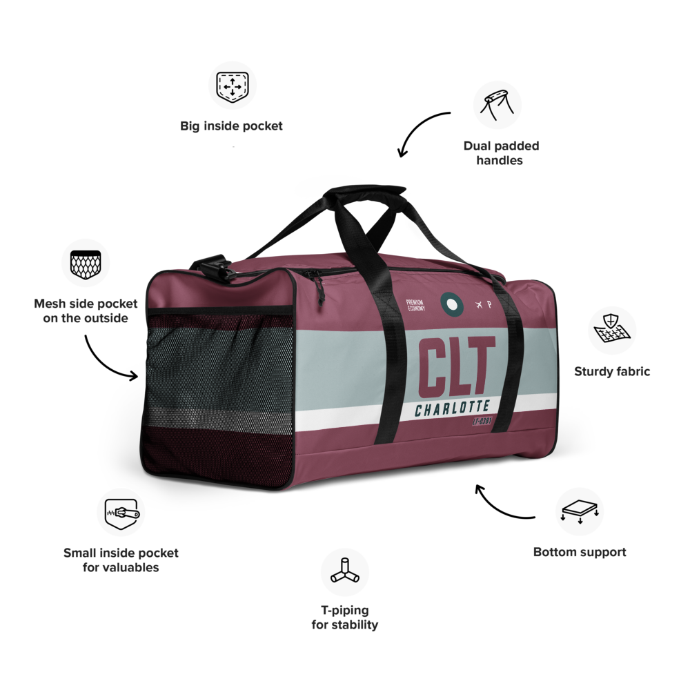 CLT - Charlotte weekender bag airport code