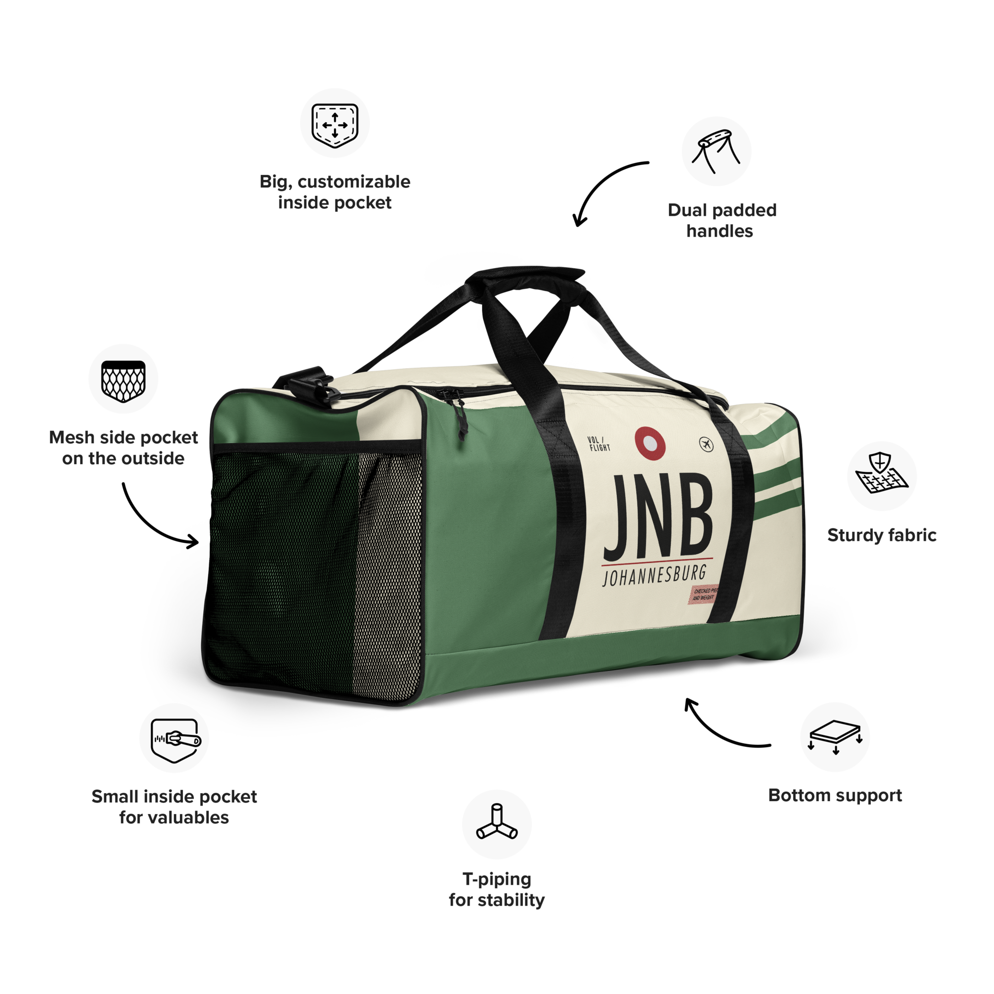 JNB - Johannesburg Weekender Bag Airport Code