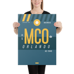 Load image into Gallery viewer, Canvas Print - MCO - Orlando Airport Code
