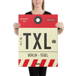 Load image into Gallery viewer, Canvas Print - TXL - Tegel Airport Code
