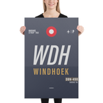 Load image into Gallery viewer, Canvas Print WDH - Windhoek Airport Code
