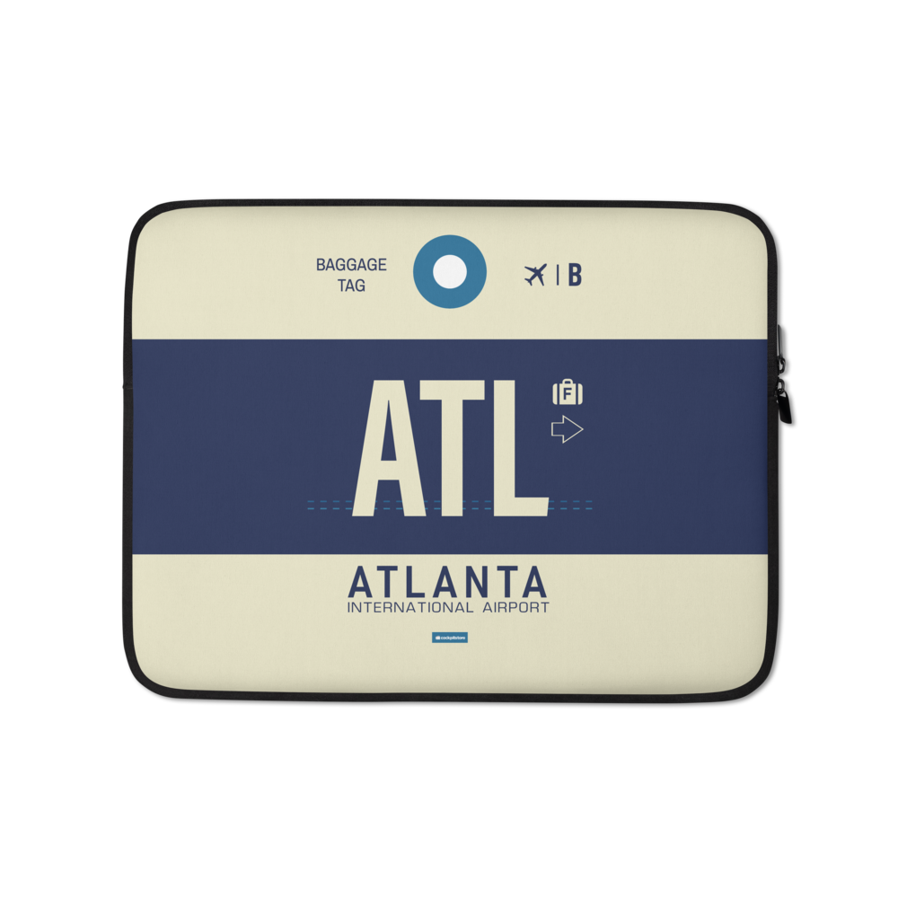 ATL - Atlanta Laptop Sleeve Tasche 13in und 15in mit Flughafencode