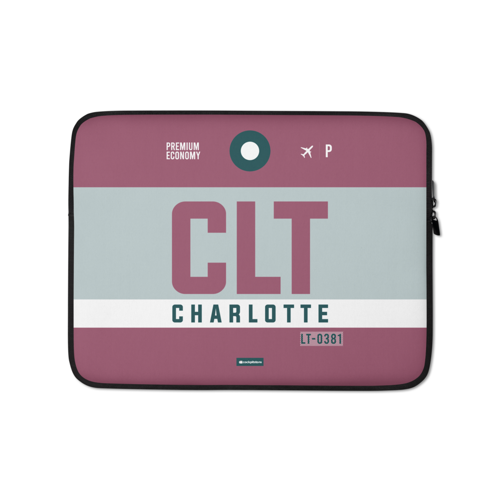 CLT - Charlotte Laptop Sleeve Tasche 13in und 15in mit Flughafencode