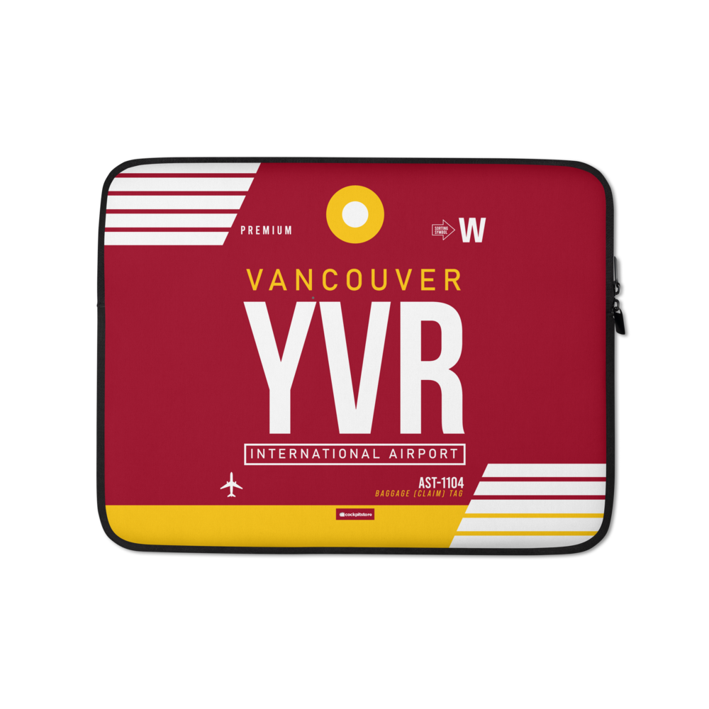 YVR - Vancouver Laptop Sleeve Tasche 13in und 15in mit Flughafencode