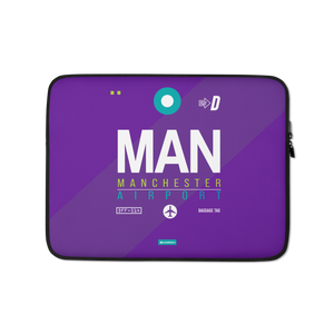 MAN - Manchester Laptop Sleeve Tasche 13in und 15in mit Flughafencode