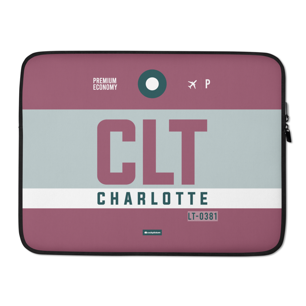 CLT - Charlotte Laptop Sleeve Bag 13in and 15in with airport code