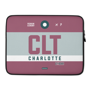 CLT - Charlotte Laptop Sleeve Bag 13in and 15in with airport code