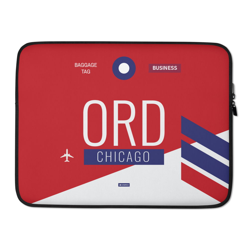 ORD - Chicago Laptop Sleeve Tasche 13in und 15in mit Flughafencode