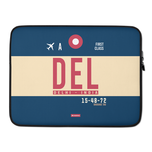 DEL - Delhi Laptop Sleeve Tasche 13in und 15in mit Flughafencode