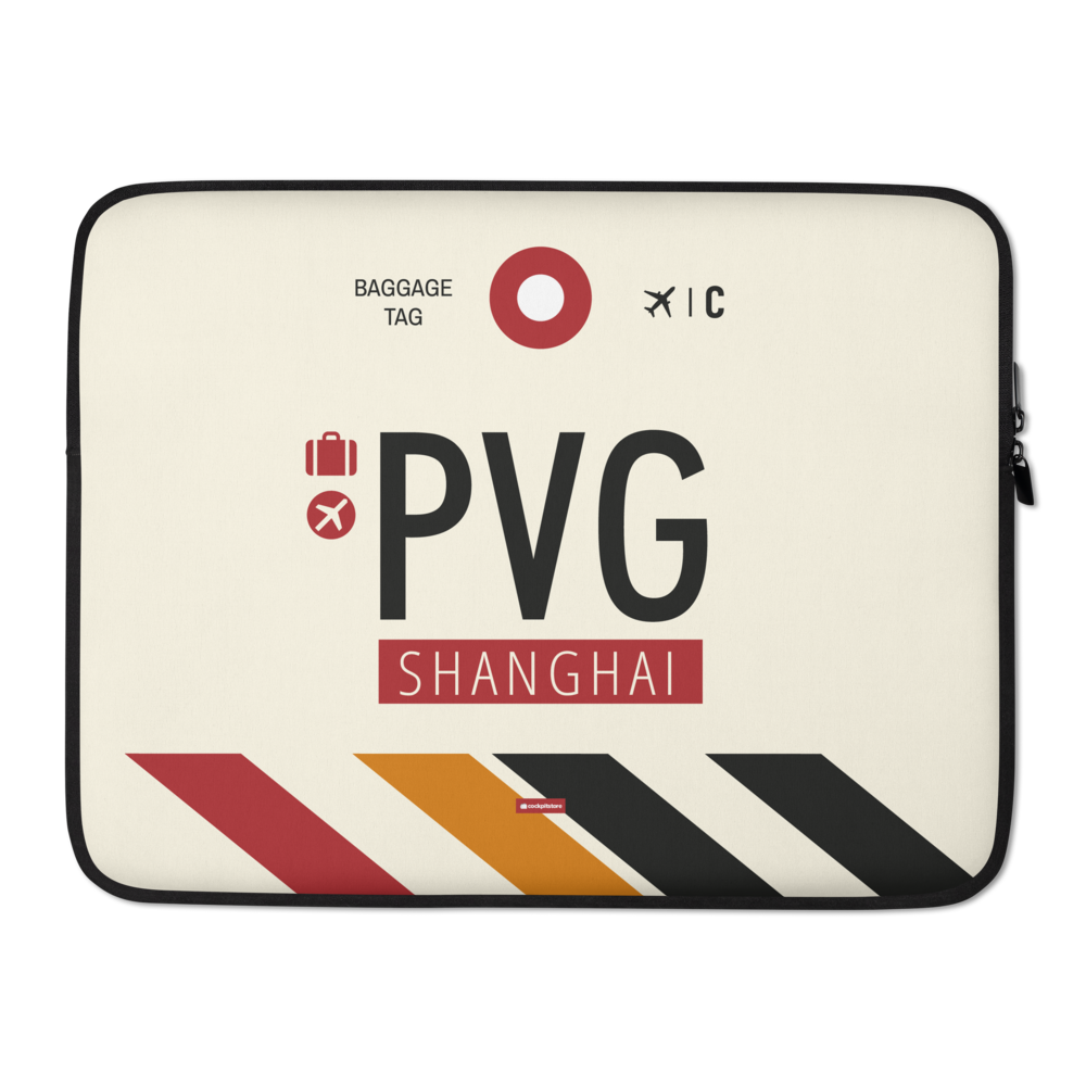 PVG - Shanghai - Pudong Laptop Sleeve Tasche 13in und 15in mit Flughafencode