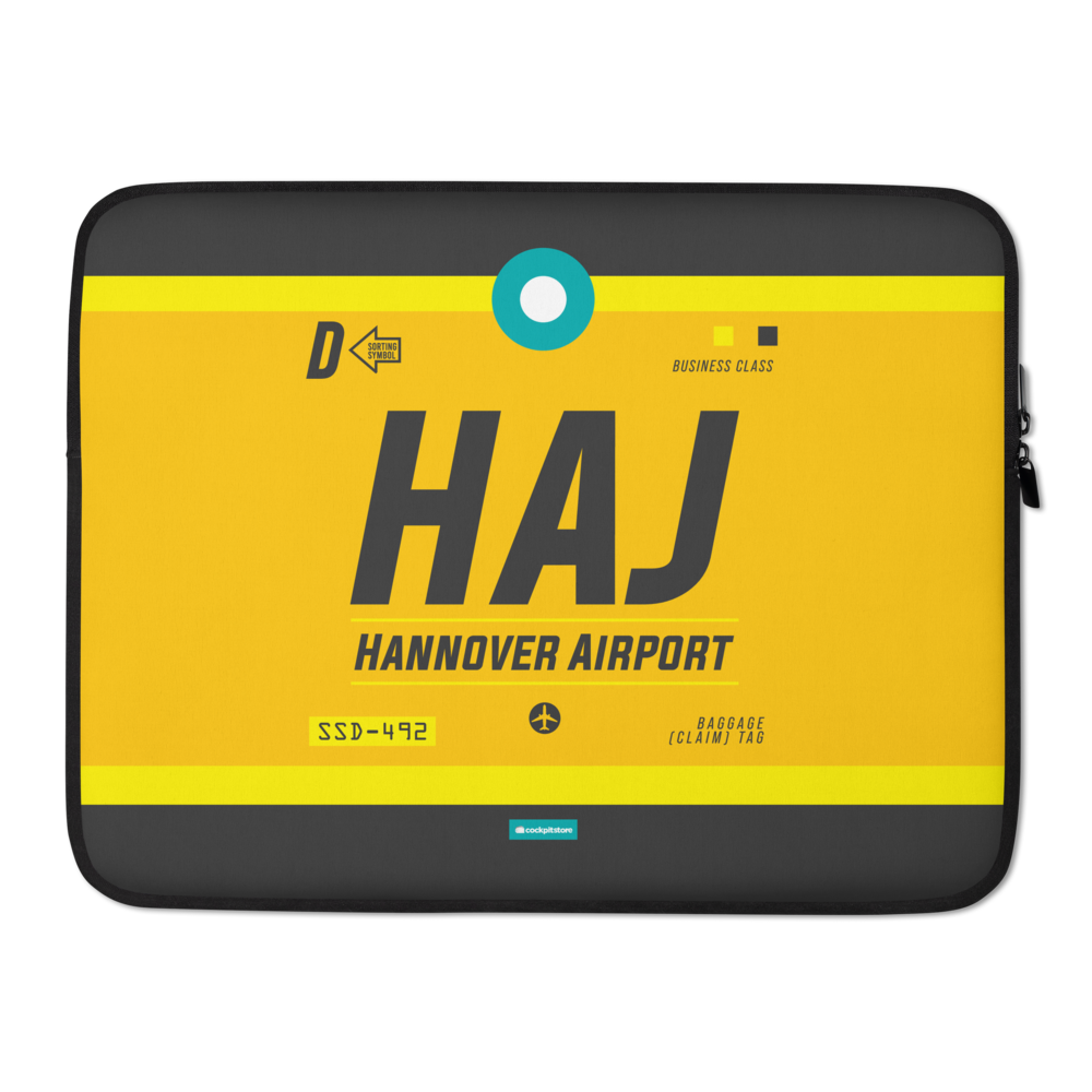 HAJ - Hannover Laptop Sleeve Tasche 13in und 15in mit Flughafencode