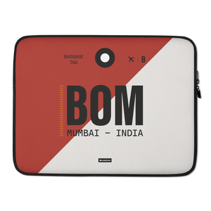 BOM - Mumbai Laptop Sleeve Tasche 13in und 15in mit Flughafencode