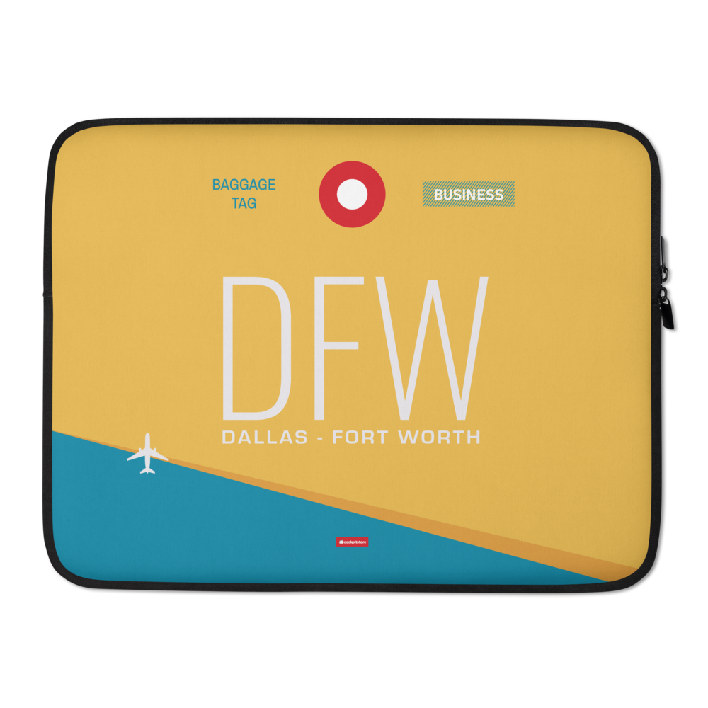DFW - Dallas - Fort Worth Laptop Sleeve Bag 13in and 15in with airport code