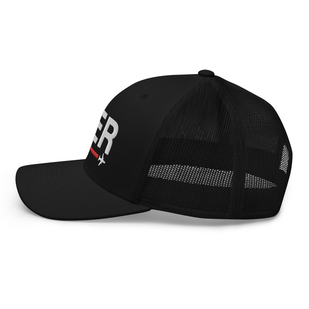 Embroidered trucker cap black Airport trucker cap