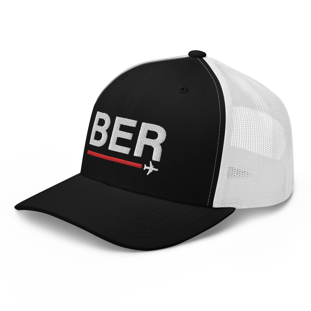Embroidered trucker cap black / white Airport trucker cap