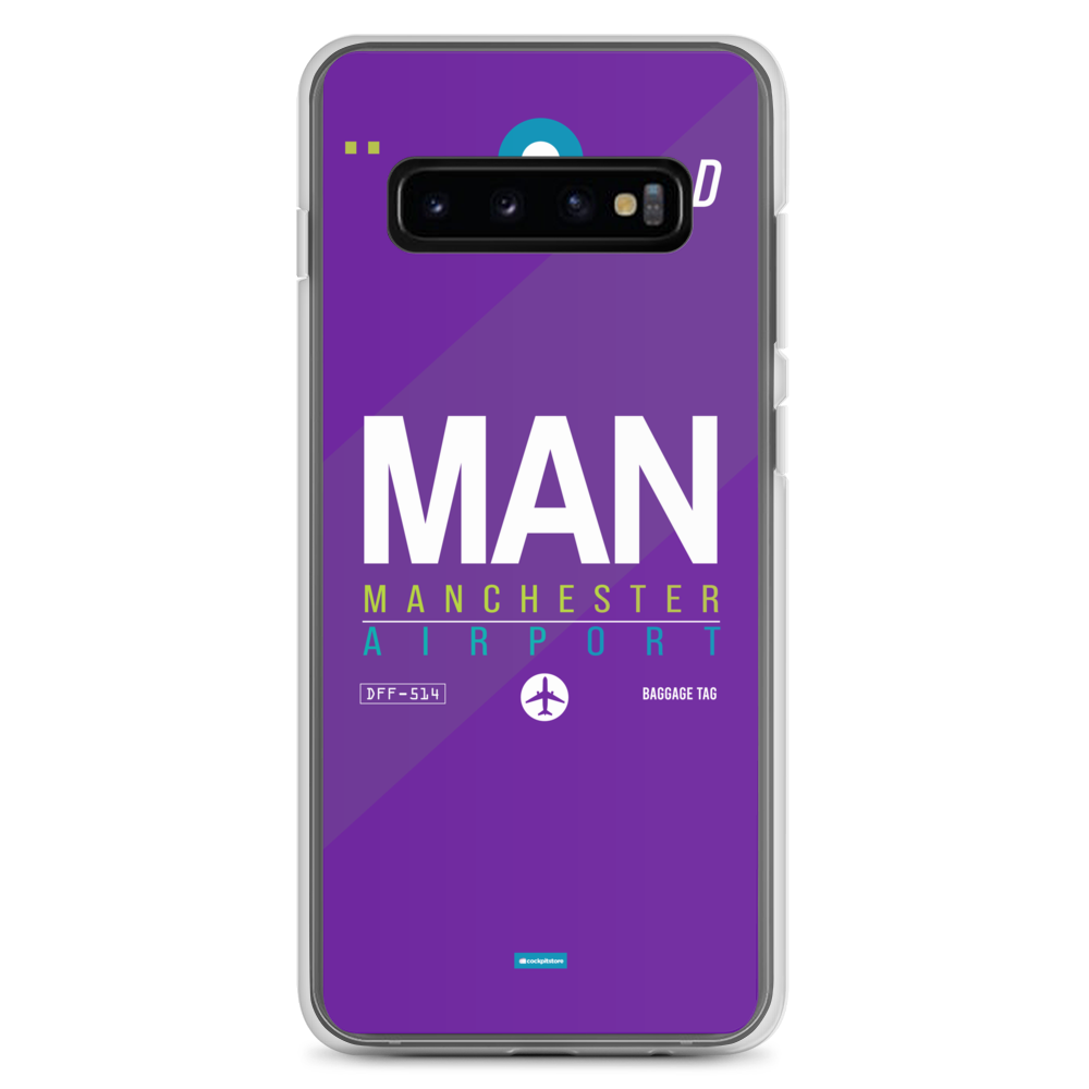 MAN - Manchester Samsung-Handyhülle mit Flughafencode