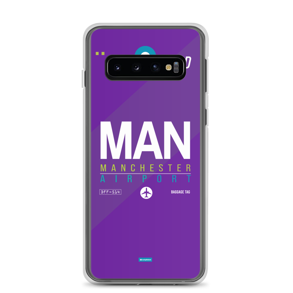 MAN - Manchester Samsung-Handyhülle mit Flughafencode