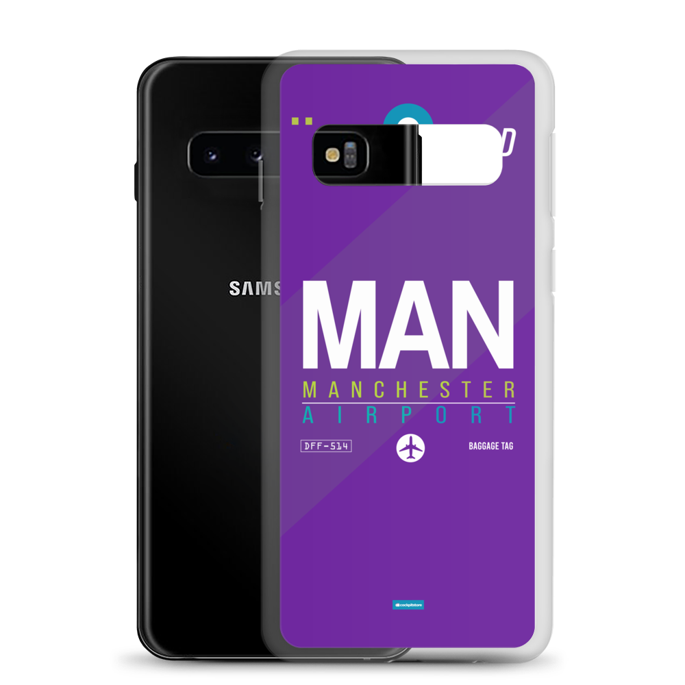 MAN - Manchester Samsung-Handyhülle mit Flughafencode