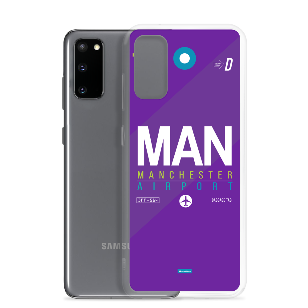 MAN - Manchester Samsung-Handyhülle mit Flughafencode