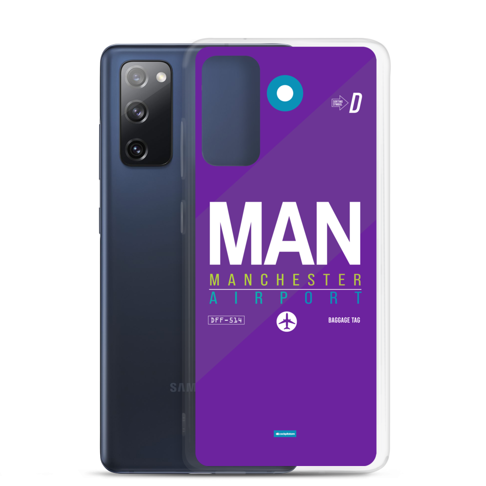 MAN - Manchester Samsung-Handyhülle mit Flughafencode