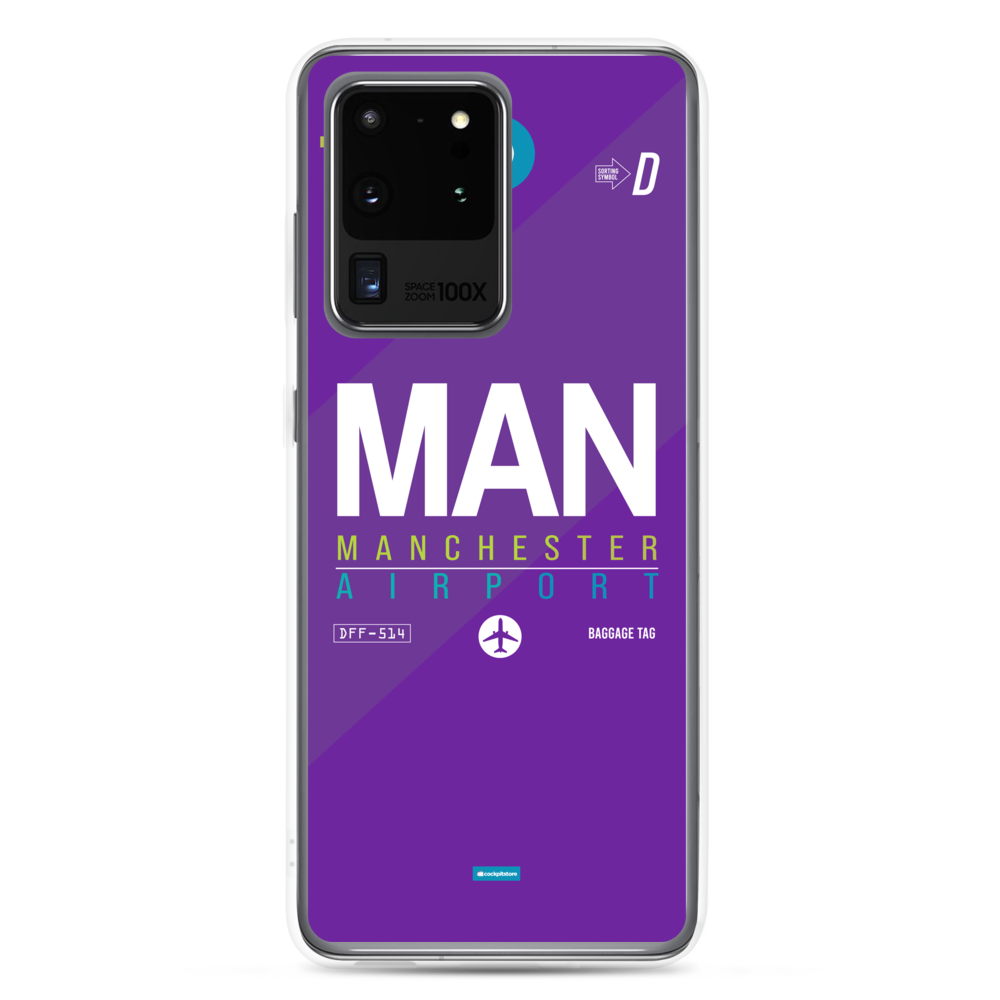 MAN - Manchester Samsung-Handyhülle mit Flughafencode