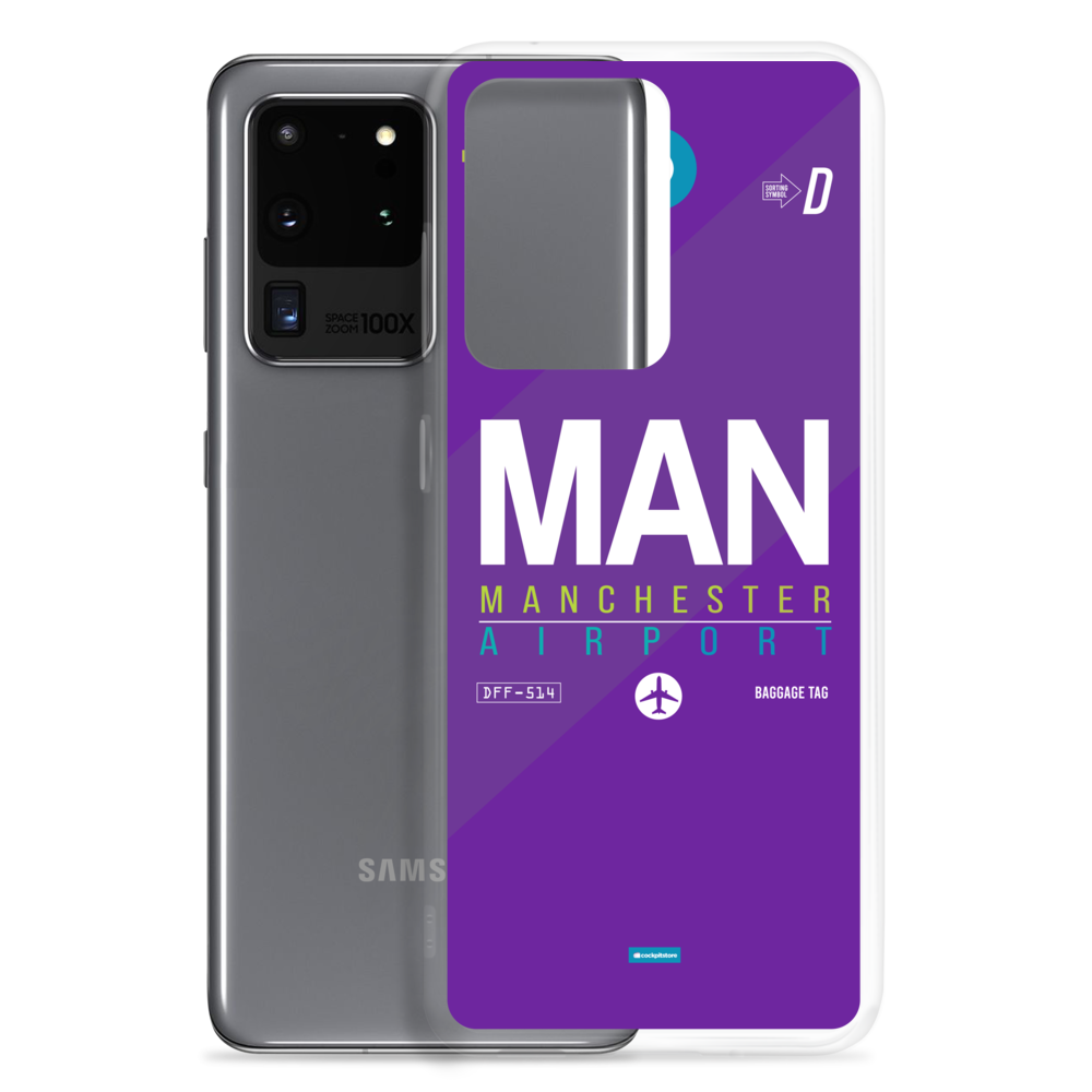 MAN - Manchester Samsung-Handyhülle mit Flughafencode