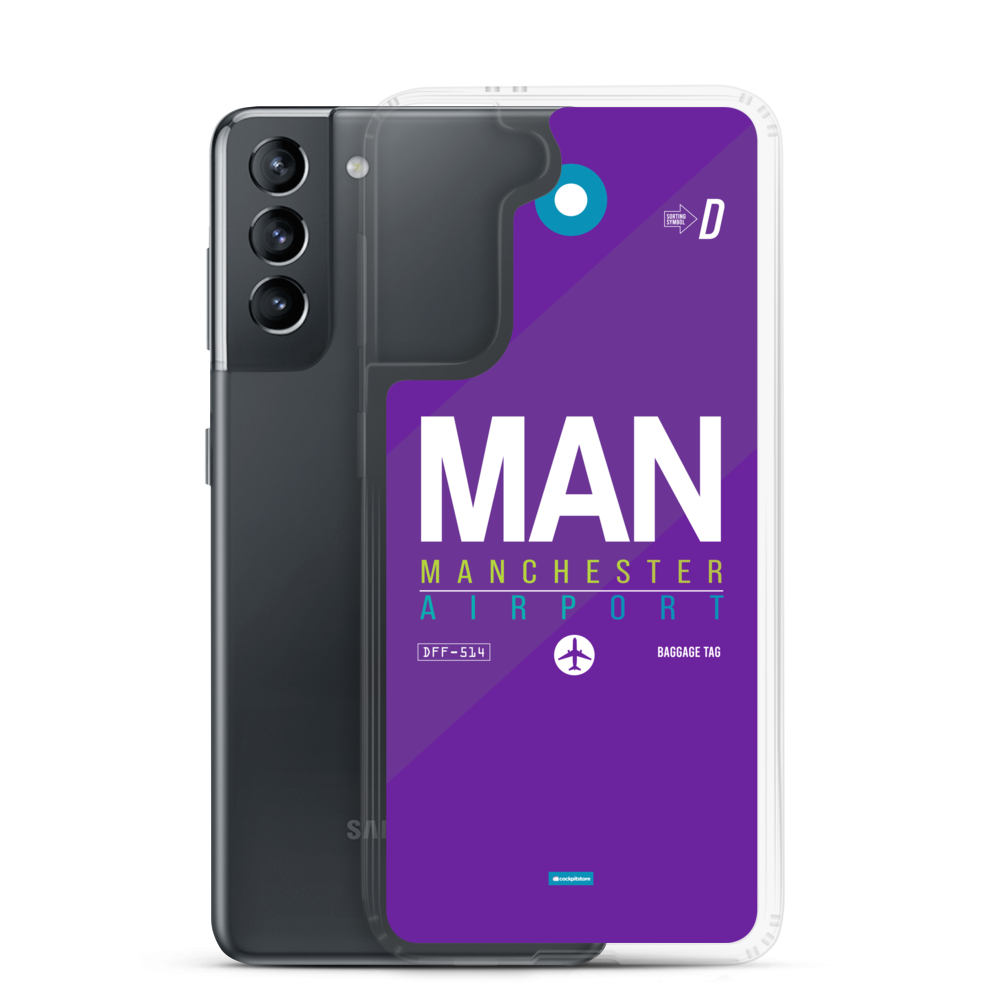 MAN - Manchester Samsung-Handyhülle mit Flughafencode