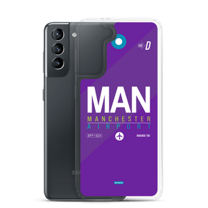 MAN - Manchester Samsung-Handyhülle mit Flughafencode