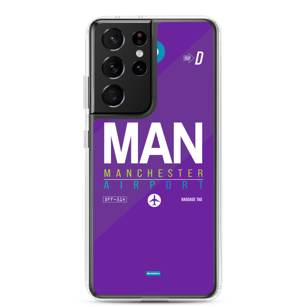 MAN - Manchester Samsung phone case with airport code