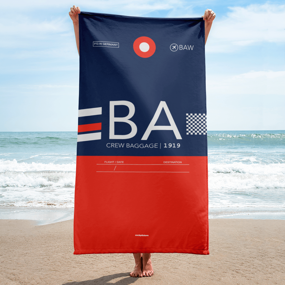 Strandtuch - Duschtuch BA - British Airways Crew Tag