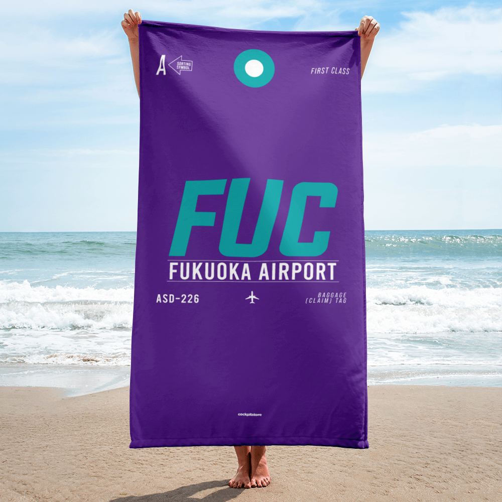 Beach Towel - Shower Towel FUK - Fukuoka Airport Code