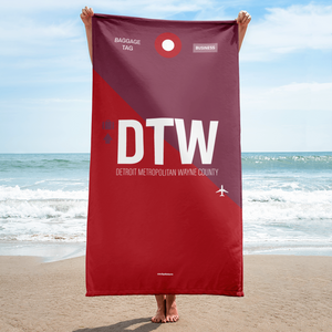 Beach Towel - Shower Towel DTW - Detroit Airport Code