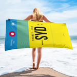 Load image into Gallery viewer, Beach Towel - Bath Towel SYD - Sydney Airport Code
