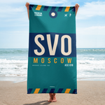 Load image into Gallery viewer, Beach Towel - Shower Towel SVO - Moscow Airport Code
