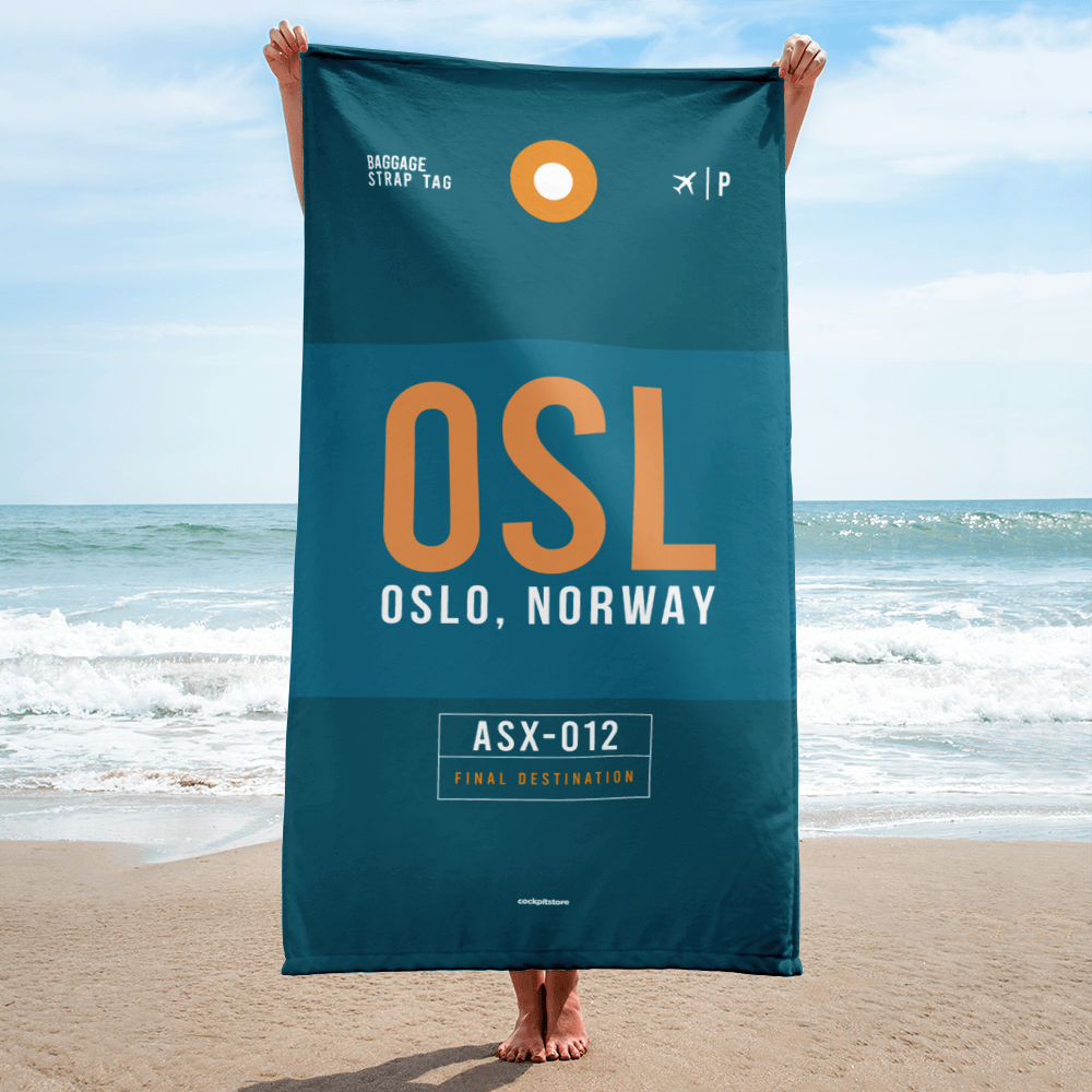 Beach Towel - Shower Towel OSL - Oslo Airport Code